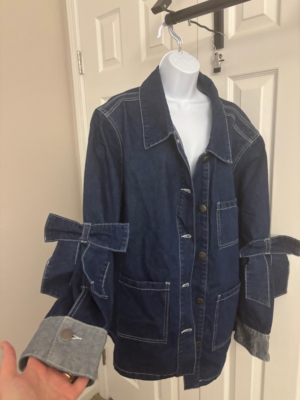 dELiA*s Dark Blue Denim Jacket with Bow Sleeve Detail